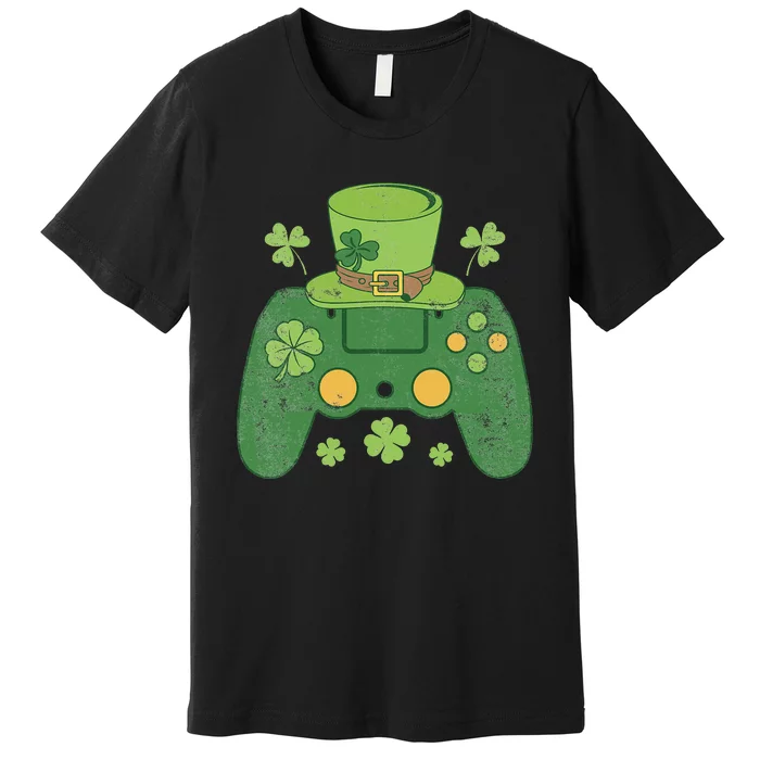 Video Game Controller Irish Gamer green St Patricks Day Premium T-Shirt