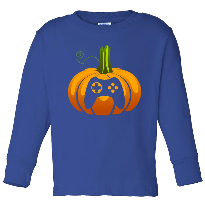 Video Game Controller Pumpkin Thanksgiving Gaming Lover Gift Toddler Long Sleeve Shirt