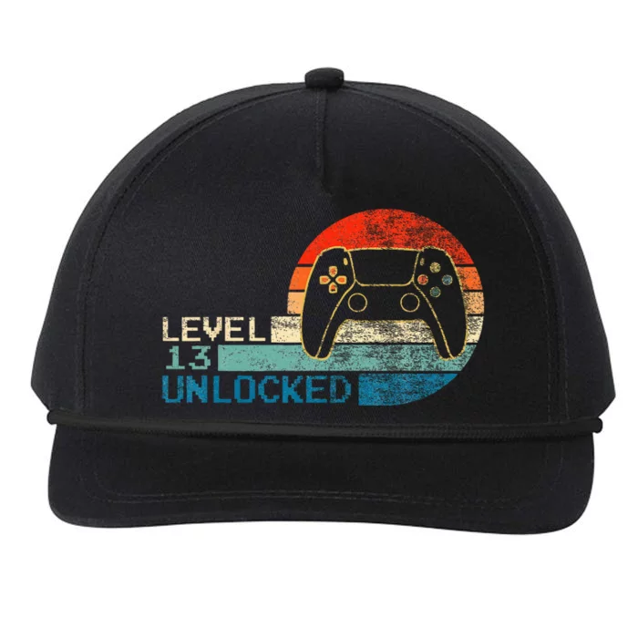 Video Game Controller Unlocked Level 13 Birthday Boy Snapback Five-Panel Rope Hat