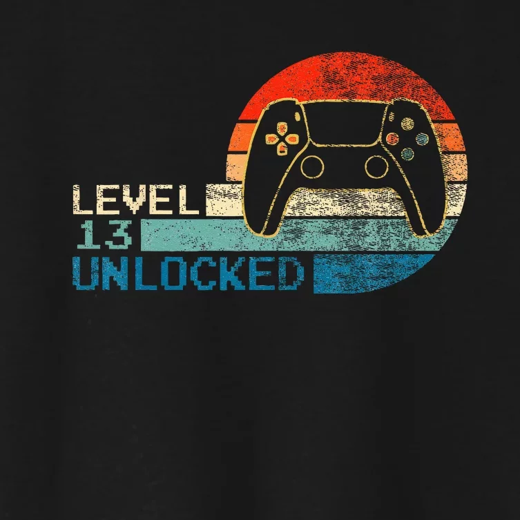 Video Game Controller Unlocked Level 13 Birthday Boy Women's Crop Top Tee