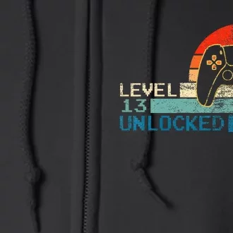 Video Game Controller Unlocked Level 13 Birthday Boy Full Zip Hoodie