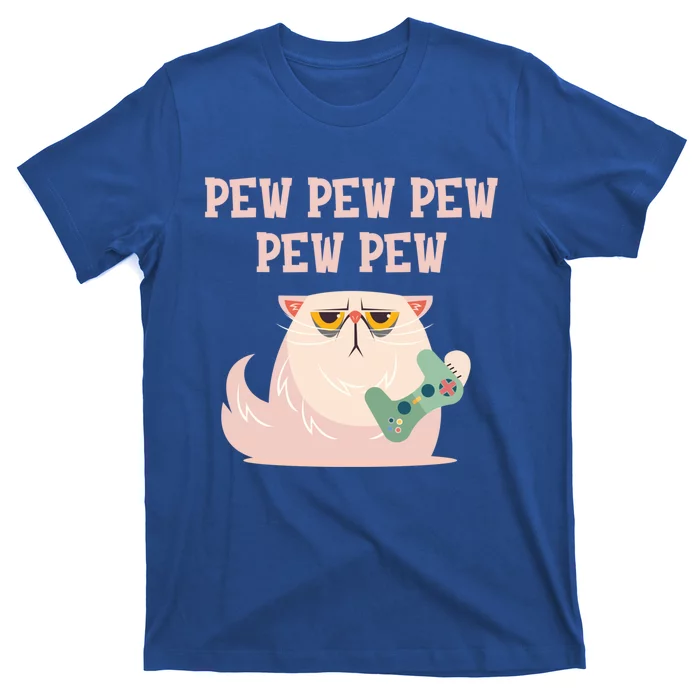 Video Games Cat Gamer Player Pew Pew Pew Gaming Funny Gift T-Shirt