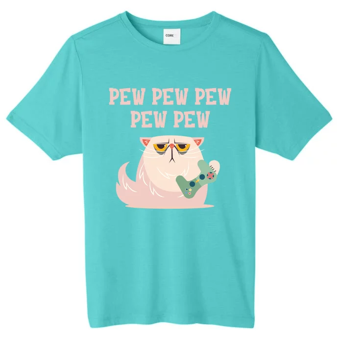 Video Games Cat Gamer Player Pew Pew Pew Gaming Funny Gift ChromaSoft Performance T-Shirt