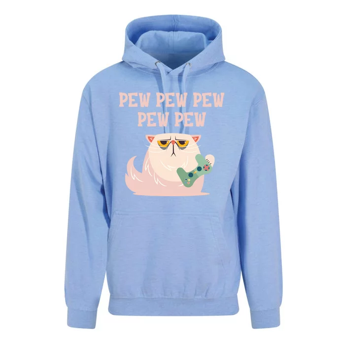 Video Games Cat Gamer Player Pew Pew Pew Gaming Funny Gift Unisex Surf Hoodie