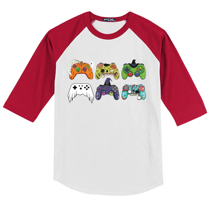 Video Gaming Controllers Game Halloween Funny Gamer Boy Kids Colorblock Raglan Jersey