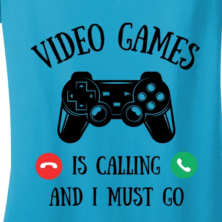 Video Games Call Me Humor Gamer Funny Gift Women's V-Neck T-Shirt