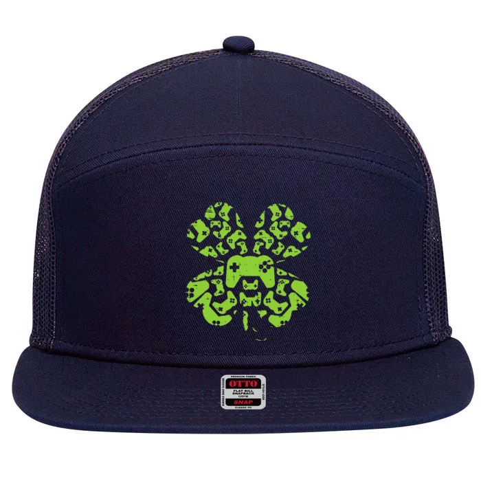 Video Game Controller Shamrock St Patricks Day 7 Panel Mesh Trucker Snapback Hat