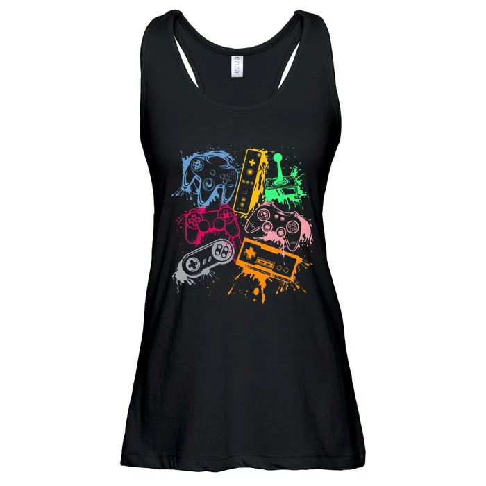 Video Game Console Controllers Retro 80's 90's Arcade Gamer Ladies Essential Flowy Tank