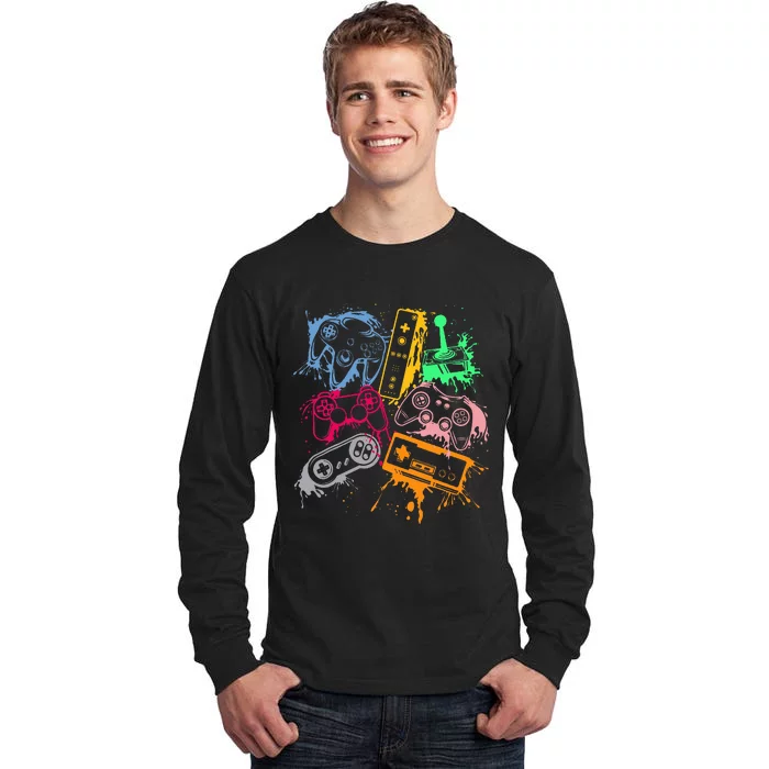 Video Game Console Controllers Retro 80's 90's Arcade Gamer Tall Long Sleeve T-Shirt