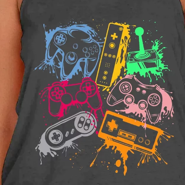 Video Game Console Controllers Retro 80's 90's Arcade Gamer Women's Knotted Racerback Tank