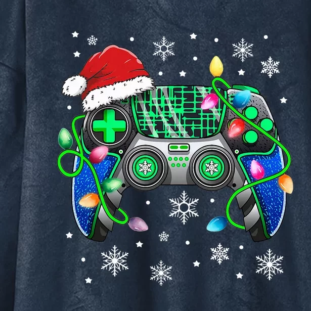 Video Game Controller Christmas Santa Hat Gamer Hooded Wearable Blanket