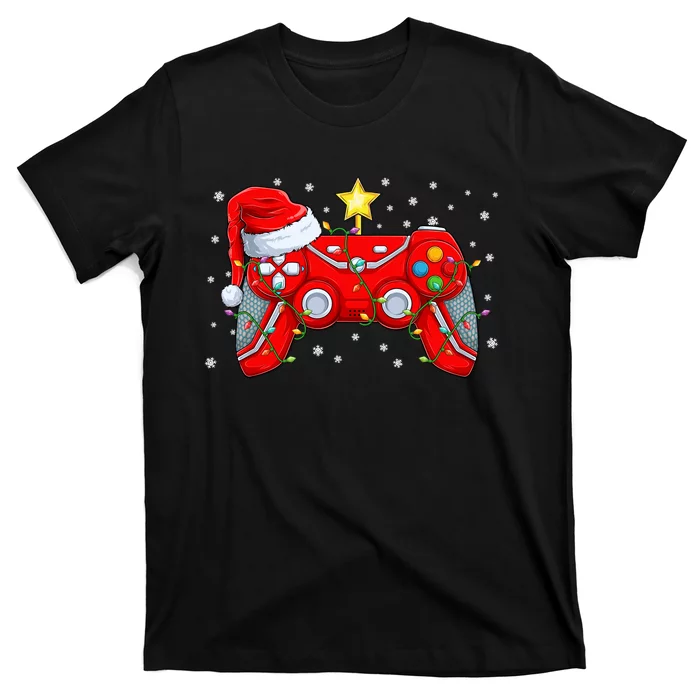 Video Game Controller Christmas Santa Hat Gamer Boys Xmas T-Shirt