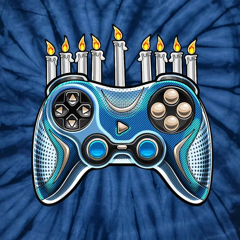 Video Game Controller Hanukkah Menorah Candles Boys Tie-Dye T-Shirt