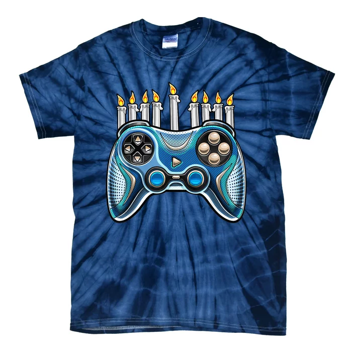 Video Game Controller Hanukkah Menorah Candles Boys Tie-Dye T-Shirt