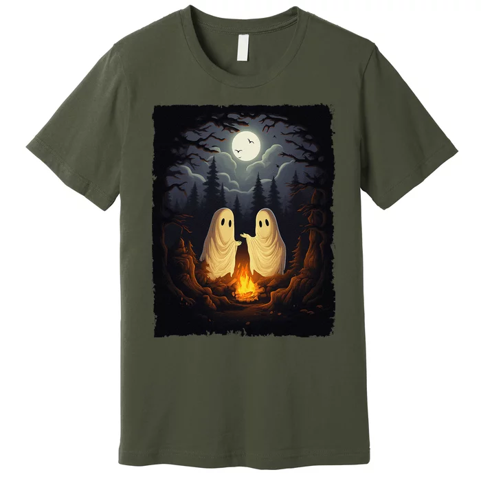 Vintage Ghost Camping Campfire Gothic Halloween Premium T-Shirt