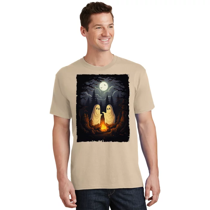 Vintage Ghost Camping Campfire Gothic Halloween T-Shirt