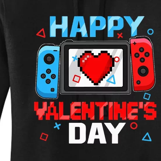 Video Game Controller Heart Happy Valentines Day Women's Pullover Hoodie