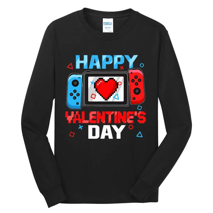 Video Game Controller Heart Happy Valentines Day Tall Long Sleeve T-Shirt