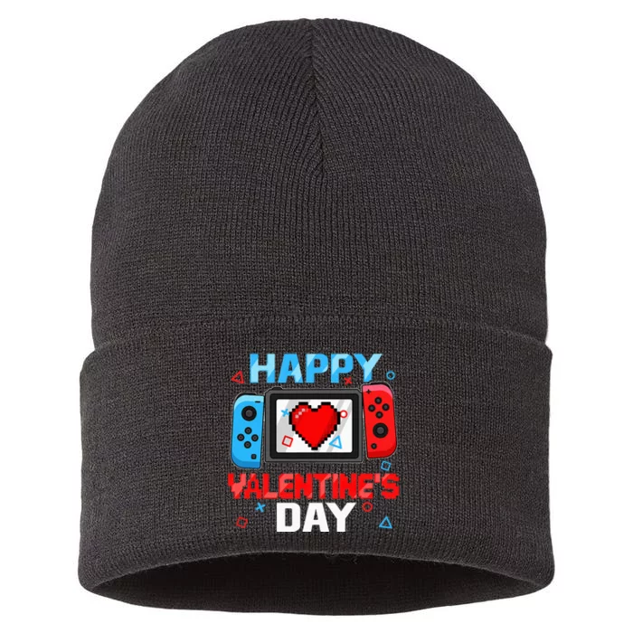 Video Game Controller Heart Happy Valentines Day Sustainable Knit Beanie