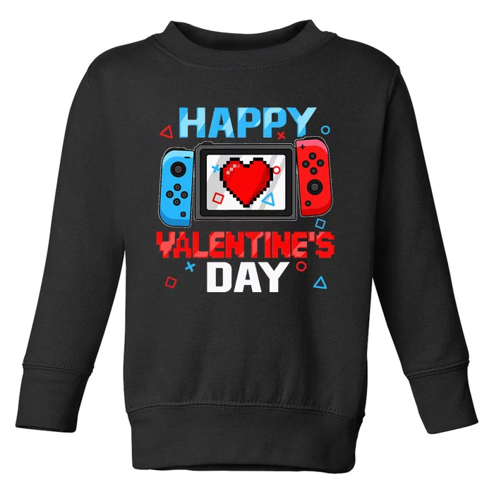 Video Game Controller Heart Happy Valentines Day Toddler Sweatshirt