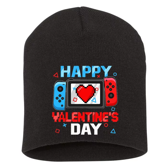 Video Game Controller Heart Happy Valentines Day Short Acrylic Beanie