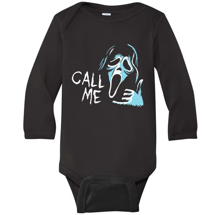 Vintage Ghostface Call Me Scream Movie Halloween Baby Long Sleeve Bodysuit