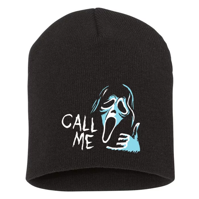 Vintage Ghostface Call Me Scream Movie Halloween Short Acrylic Beanie