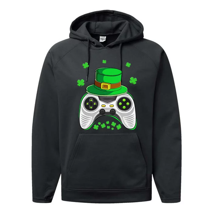 Video Game Controller Irish Gamer St Patricks Day Performance Fleece Hoodie