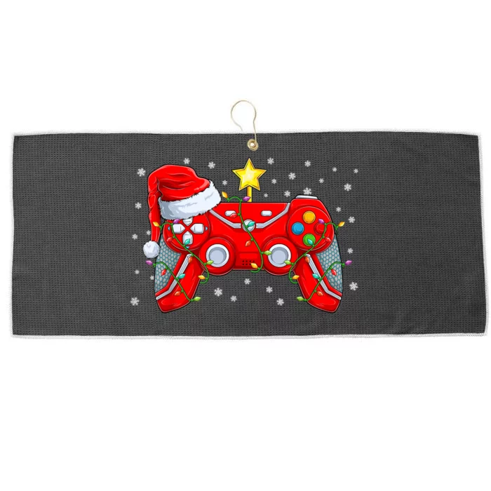 Video Game Controller Christmas Santa Hat Gamer Xmas Large Microfiber Waffle Golf Towel