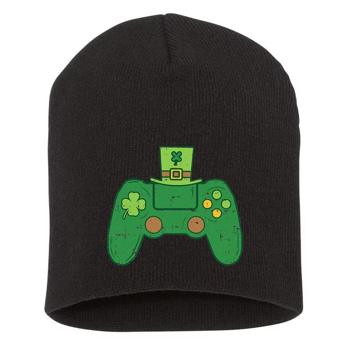 Video Game Controller Irish Gamer St Patricks Day Short Acrylic Beanie