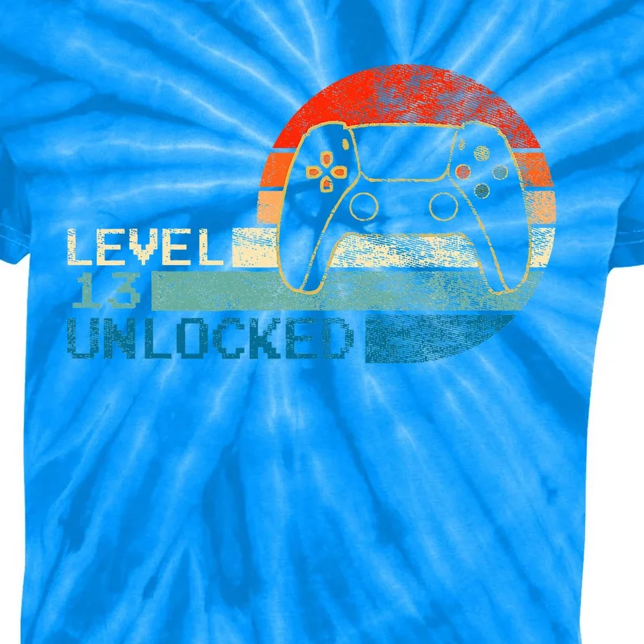 Video Game Controller Unlocked Level 13 Birthday Kids Tie-Dye T-Shirt