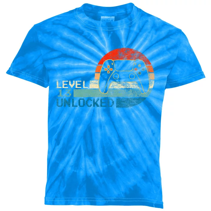 Video Game Controller Unlocked Level 13 Birthday Kids Tie-Dye T-Shirt