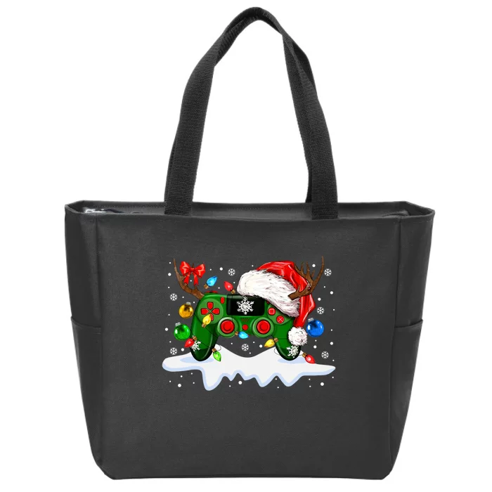 Video Game Controller Christmas Santa Hat Gamer Zip Tote Bag