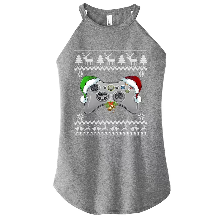 Video Game Christmas Tree Lights Santa Hat Gift Xmas Gift Women’s Perfect Tri Rocker Tank