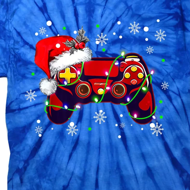 Video Game Controller Christmas Santa Hat Funny Gamer Xmas Meaningful Gift Tie-Dye T-Shirt