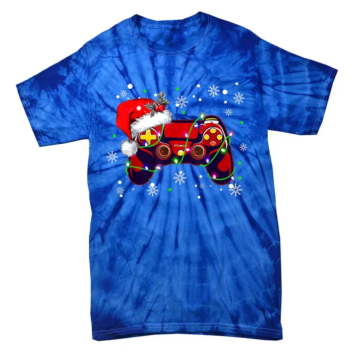 Video Game Controller Christmas Santa Hat Funny Gamer Xmas Meaningful Gift Tie-Dye T-Shirt