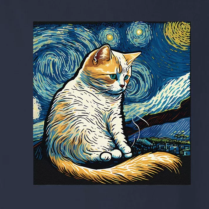 Van Gogh Cat Starry Night Cat Painting Toddler Long Sleeve Shirt