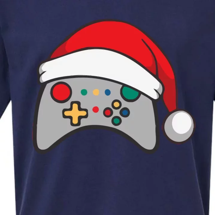 Video Game Controller Christmas Santa Hat Gamer Sueded Cloud Jersey T-Shirt