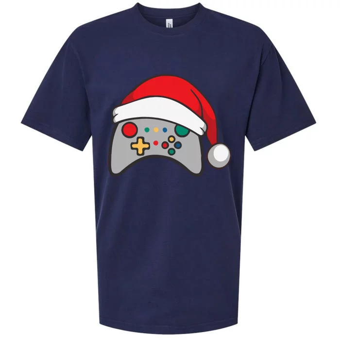 Video Game Controller Christmas Santa Hat Gamer Sueded Cloud Jersey T-Shirt