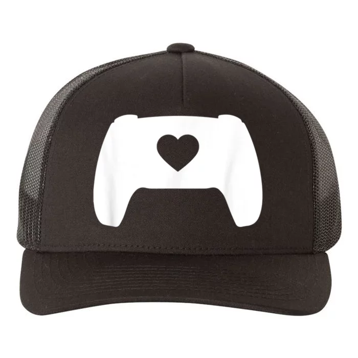 Video Game Controller Heart Gamer ValentineS Day Yupoong Adult 5-Panel Trucker Hat