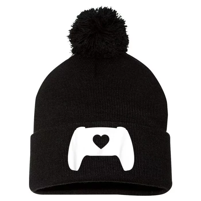 Video Game Controller Heart Gamer ValentineS Day Pom Pom 12in Knit Beanie