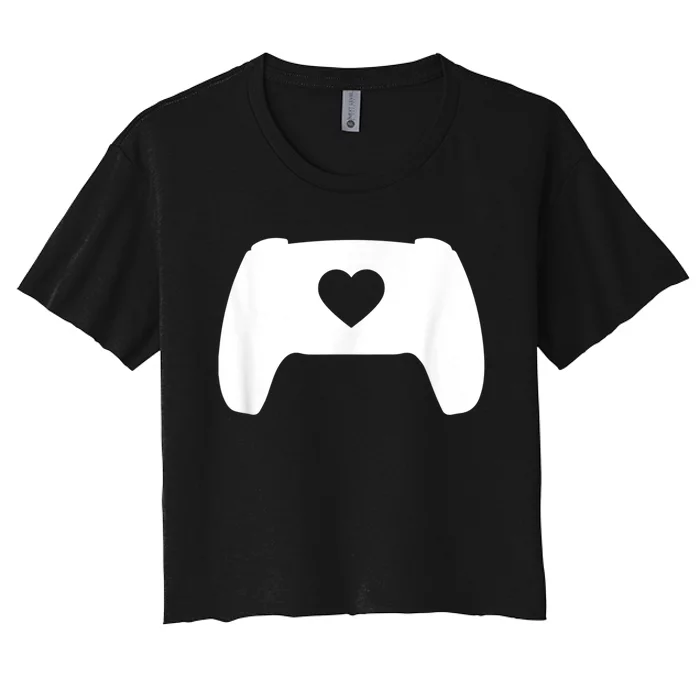 Video Game Controller Heart Gamer ValentineS Day Women's Crop Top Tee