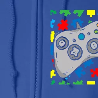 Videocute Giftgame Controller Autism Awareness Puzzle Piece Gamer Great Gift Full Zip Hoodie