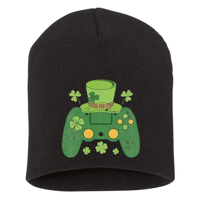 Video Game Controller Irish Gamer Happy St Patricks Day Short Acrylic Beanie