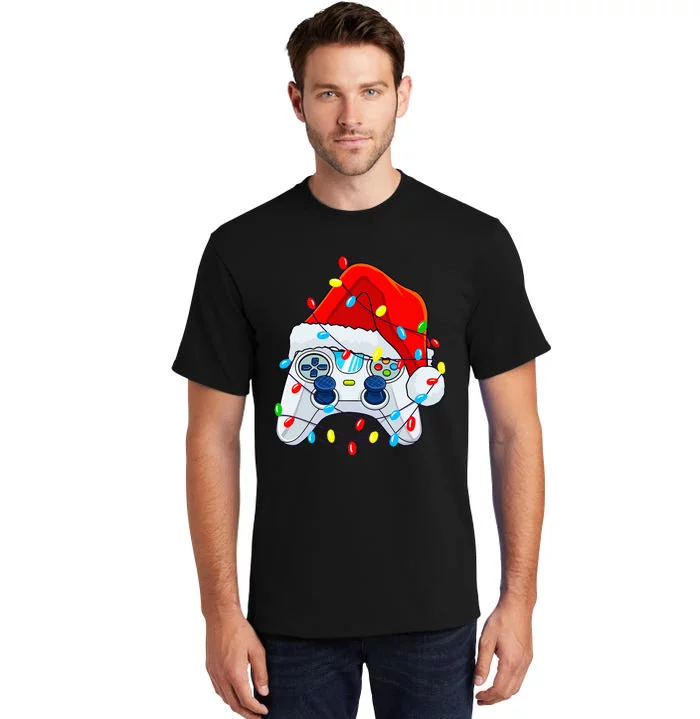 Video Game Controller Christmas Santa Hat Gamer Tall T-Shirt