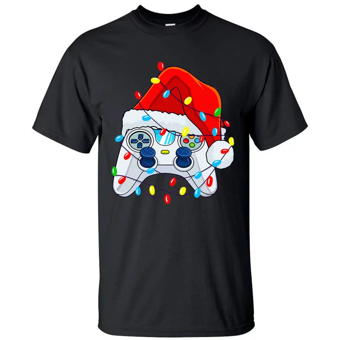 Video Game Controller Christmas Santa Hat Gamer Tall T-Shirt