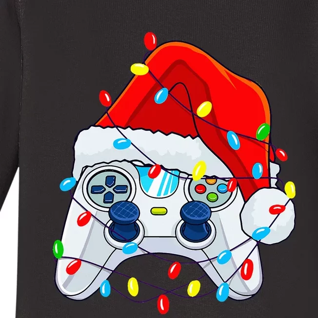 Video Game Controller Christmas Santa Hat Gamer Baby Long Sleeve Bodysuit