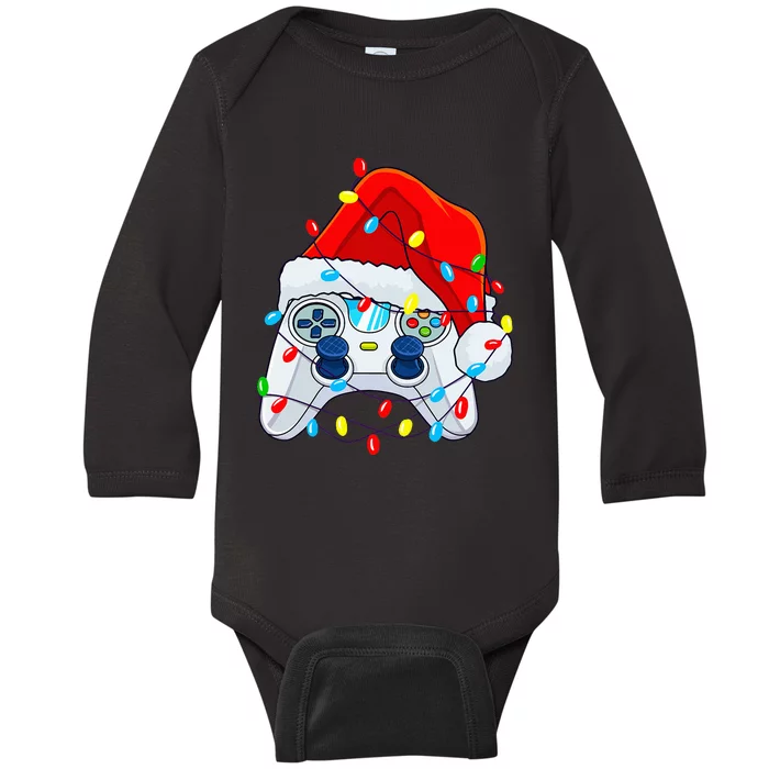 Video Game Controller Christmas Santa Hat Gamer Baby Long Sleeve Bodysuit