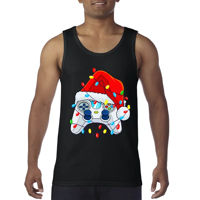 Video Game Controller Christmas Santa Hat Gamer Tank Top