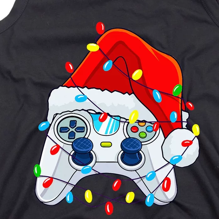 Video Game Controller Christmas Santa Hat Gamer Tank Top